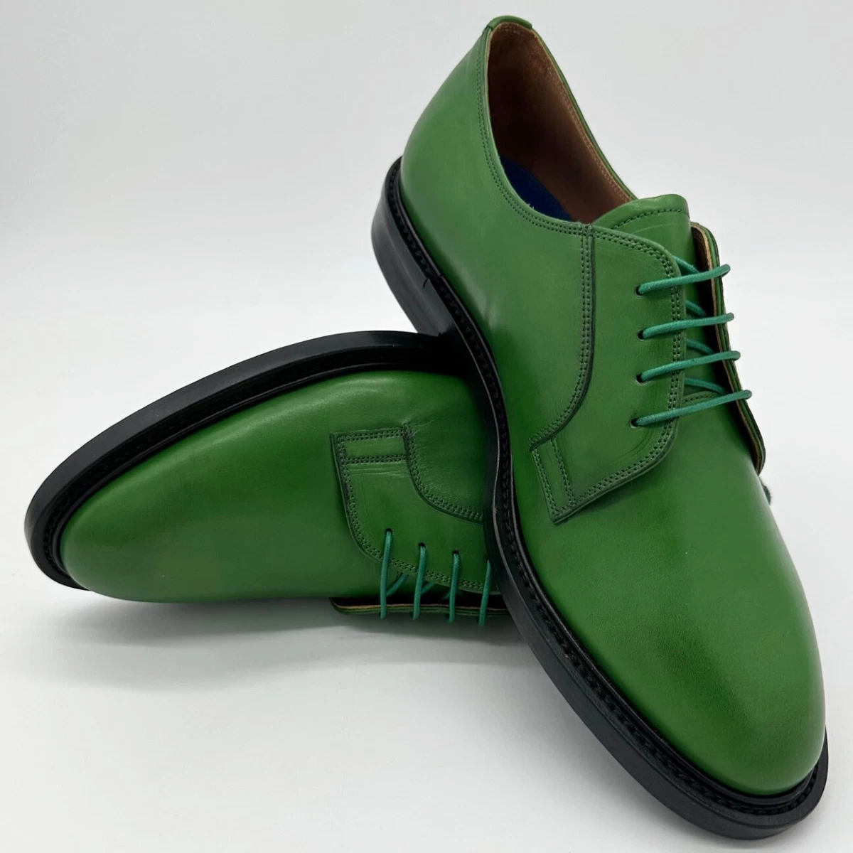 Green leather sale shoes