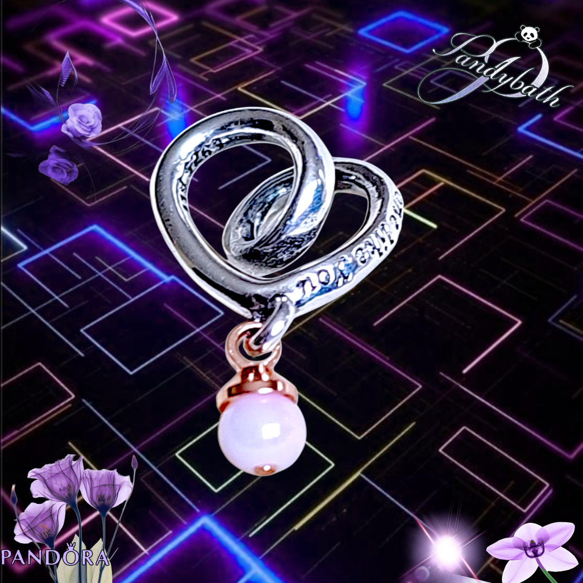Pandora Two Tone Pink Opal Wrapped Heart Charm 783242C01 | eBay