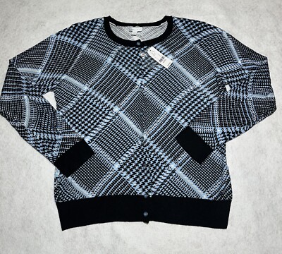 NY & Co Button Down Cardigan Lightweight Sweater Slack & Blue Size XL