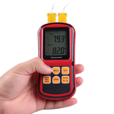Handheld Thermometer 2 Channels K-Type für Thermocouples LCD Typen K/J/T/E/R/S/N