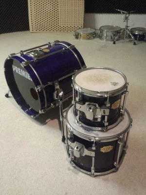 PREMIER SIGNIA DRUMS, Sapphire Blue, 18" BD, 10" TT & 14" TT, 90er Jahre - Bild 1 von 4