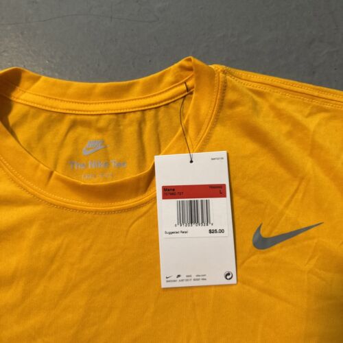 Nike Men's Dri-FIT Training Short Sleeve Crew Neck Workout T Shirt Size L Yellow - Picture 3 of 3