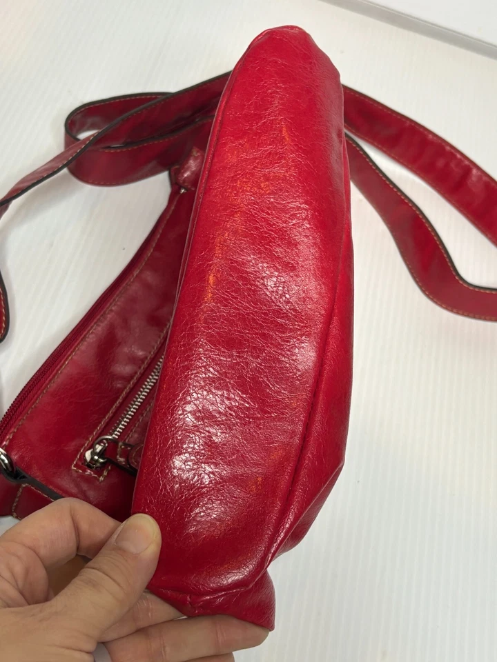 Franco Sarto Rojo Imitación Cuero Bandolera Mensajero Bolso Cartera Correa Ajustable Foto 3 de 4