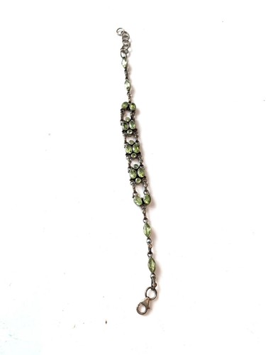 Artisan Sterling Silver Green Peridot Wrap Bracelet - Picture 2 of 6