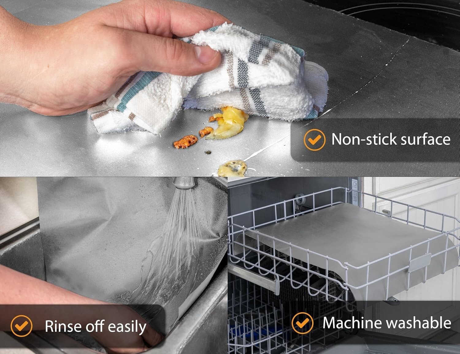 Durable 2 Pack Oven Liners - 17”x25” Non-Stick Heavy Duty Mats for Clean Cooking