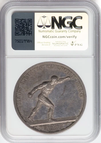 SWEDEN  1879  "LARS GABRIEL BRANTING" 43MM SILVER MEDAL, UNCIRCULATED, NGC MS62