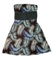 Free People Women's Floral Strapless Tropical Cotton Tunic Mini Dress Sz 12