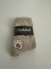 Dog Paw Brown Fuzzy Crew Socks for Women Cute Socks Novelty Socks Fun Socks