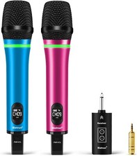 Bietrun Rechargeable Wireless Microphone, Dual Metal Cordless Handheld Dynamic