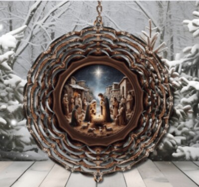 Nativity  Christmas metal wind spinners