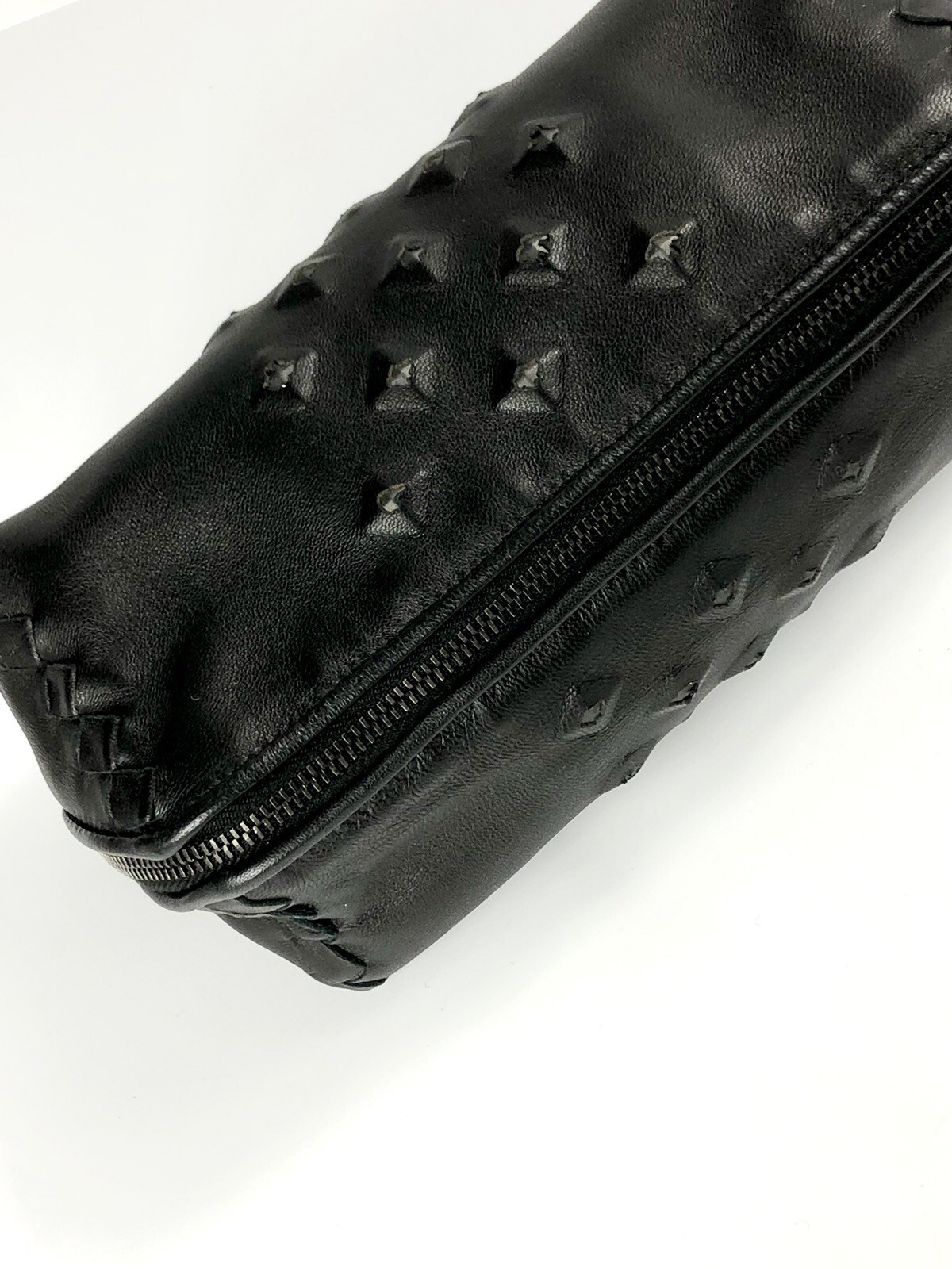 New Authentic Rare Bottega Veneta Intrecciato Black Leather Pouch Bag image 9