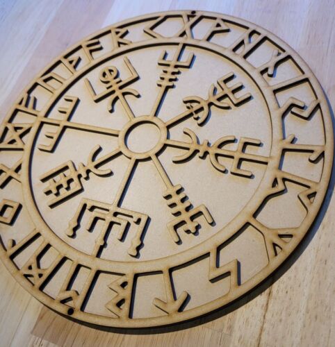 Large 3D Wooden Nordic viking Way finder Sign Wall Art Door Hanging Plaque 6 mm - Picture 2 of 8