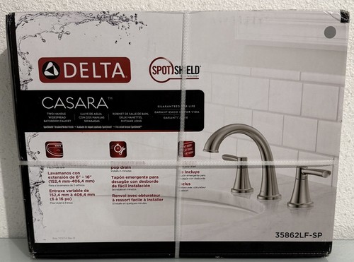 Delta 35862LF-SP Casara 8 Zoll breite 2-Griff Badezimmer Wasserhahn gebürstetes Nickel