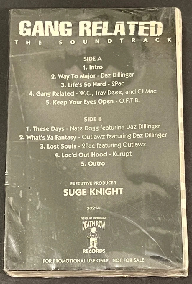 sealed promo Cassette GANG RELATED Soundtrack 2 PAC Kurupt Death Row Suge Knight - Image 2 of 3