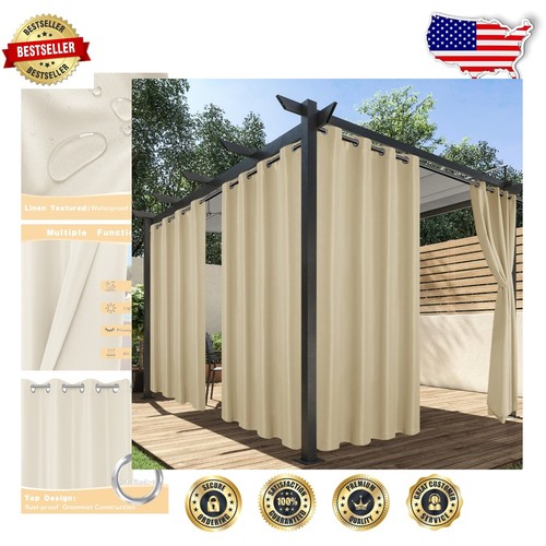 Cream Waterproof Curtains for Patio & Gazebo - 4 Panels for Complete Coverage