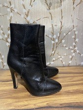 Giuseppe Zanotti Snake Embossed Black High Heel Boots 6 1/2 Euc