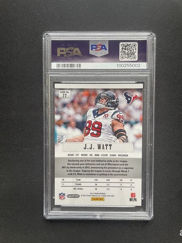 2012 Panini Prizm JJ Watt Silver Parallel PSA 9 #77 TEXANS - Picture 2 of 2