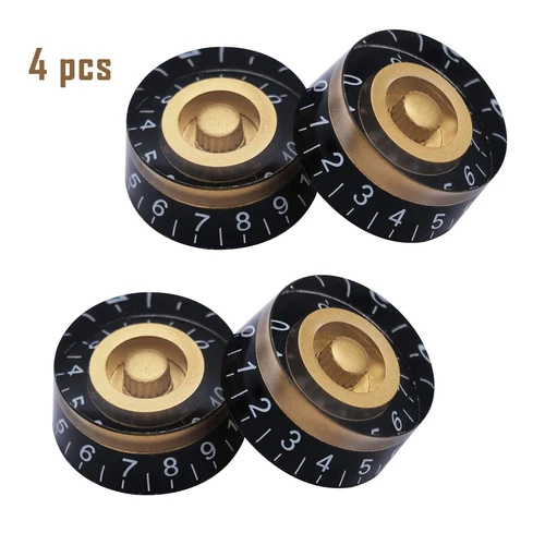 Set of 4 Black Gold Guitar Speed Control Knobs For Gibson Les Paul Strat Guitars