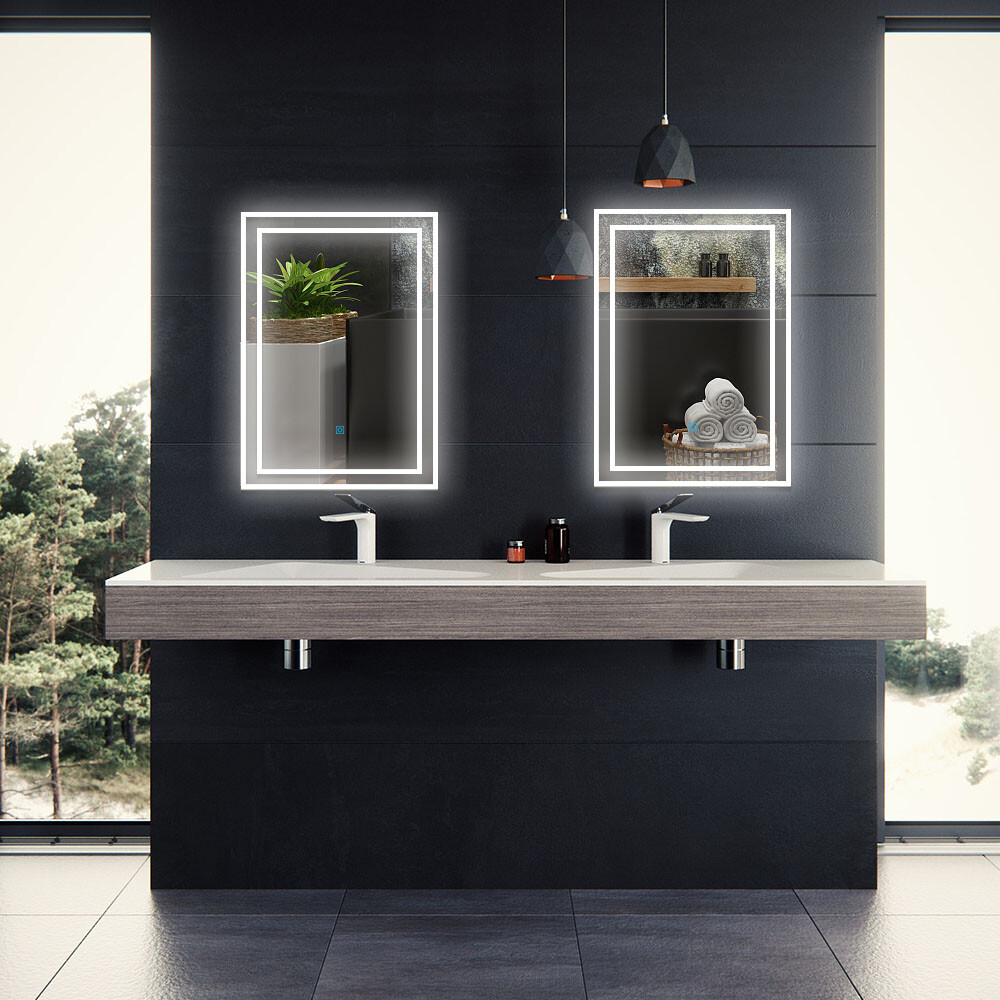 LED Cloakroom Bathroom Mirror Lights Touch Switch Illuminated Anti Mist