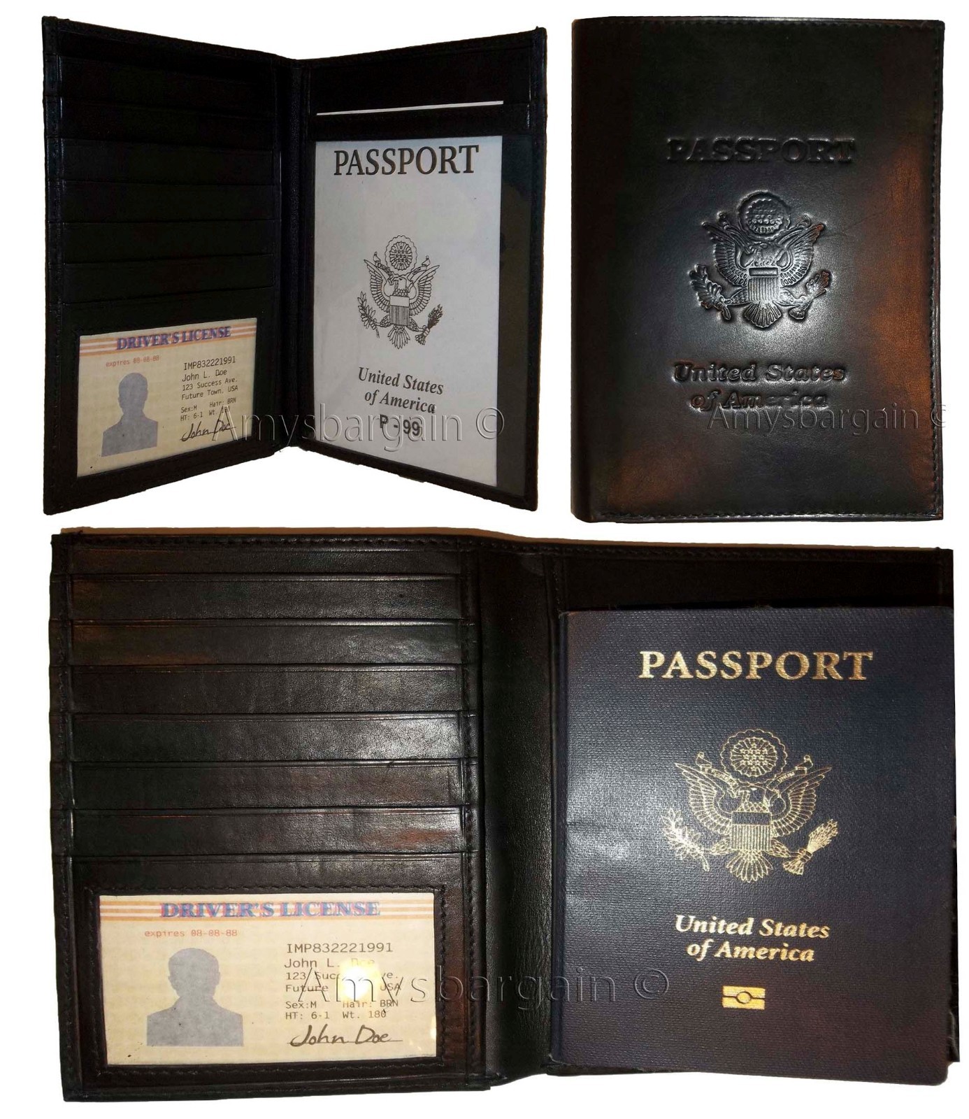 New Genuine USA Lambskin Leather Passport Wallet with Card Slots BNWT-image