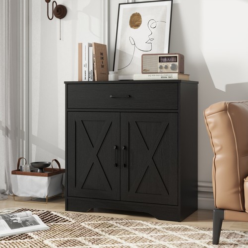 Wooden Cabinet Drawer and 2 Doors Storage Sideboard Farmhouse Entryway Cupboard - Picture 17 of 84