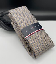 Tommy Hilfiger Men's Silk Blend Tie  Beige  Blue  Textured  NEW MSRP: 69.50