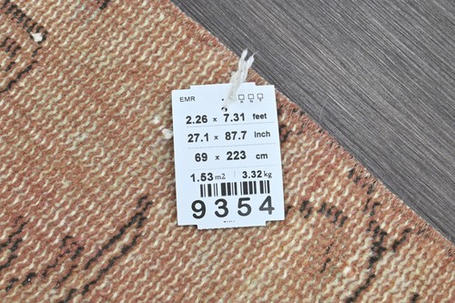 Vintage Turkish Runner Rug 2x7ft Wool Anatolian Handmade Hallway Oushak BROWN - Picture 10 of 10