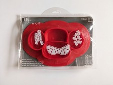 iDesign IDjr Silicone Kids Placemat Divided Suction Plate - Cherry Red- BPA Free