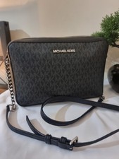 Michael Kors Signature Print Crossbody Bag Black Gry