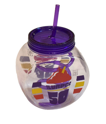 7 Eleven Celebrate 50 Years of Slurpee Fish Bowl Cup Container w/Straw Rare HTF