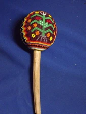 Mexican Huichol Indian 1993 Insect & Peyote Ceremonial Rattle 9.5”L x 3"W