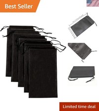 Elegant Black 8PC Drawstring Storage Bags - Durable  Lightweight Travel Pouches