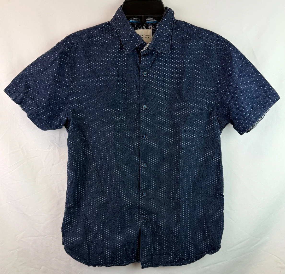 Polka Dot Short Sleeve Slim Casual Button-Down Shirts for Men for