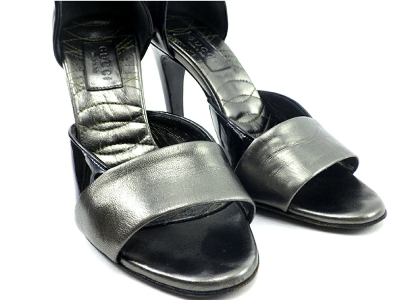 GUCCI Sandals #34 Half Black x Silver Ladies Brand High Brand Vintage thumbnail 6
