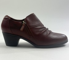 Clarks Emily2 Braley Brown Leather Womens 10 Wide Ankle Boots Booties 26179598