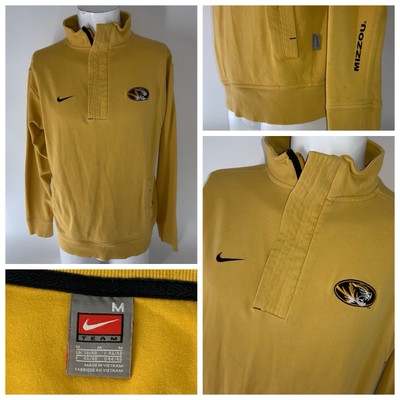 Mizzou Tigers Nike Team 1/4 Zip Pullover Men s M Yellow Cotton Poly YGI Q5-36