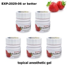 5 Bottles Dental Topical pain free Gel 20 Benzocaine 1oz Jar Strawberry