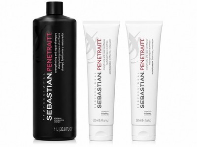 Sebastian Penetraitt Shampoo 33.8 oz + 2 Conditioner 8.4 oz Repair Hair Set