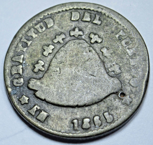 1865 Bolivia Proclamation Constitution Silver 1 Reales Antique 1800's Medal Coin