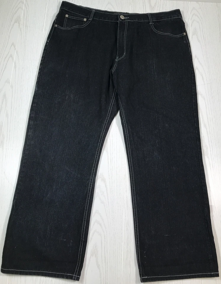 Jeans Y2K Corona Sagrada 44x32 Etiqueta 46 Negro Suelto Hip Hop Botón Solapa Bordada Foto 2 de 4