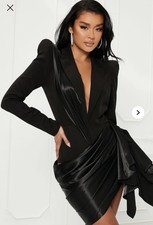 New Fashion Nova Size L Blazer Dress Black Akaira