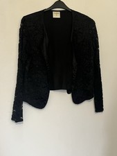 Etam Black Lace Mix Jacket Top With Waistcoat Style Back 12