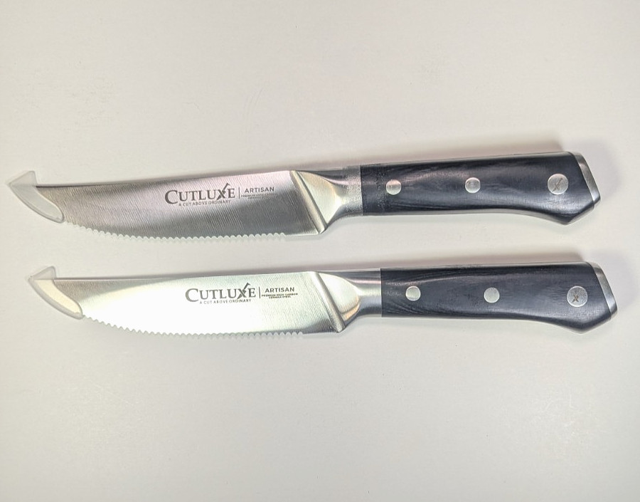 2x Replacement Cutluxe Serrated Steak Knives 9½" Forged Carbon Steel Blade