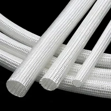 White Ø1mm~40mm Fiberglass Sleeving Cable Wire Insulation Sheath 600°C HIGH TEMP