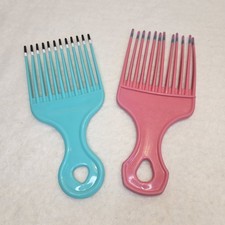 Vintage Goody Lift Comb Hair Pick with Handle Retro Hair Care 1980s Pink Teal 6"