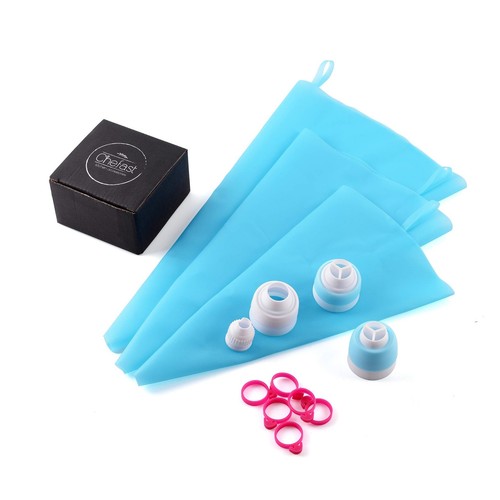Pastry Bag and Coupler Set: Frosting Kit for Cake Decorating - 3 Reusable Sil...