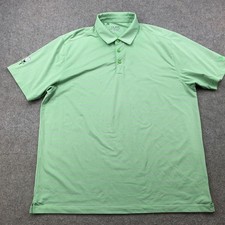 Under Armour Polo Shirt Mens 2XL Green Striped HeatGear Golf Loose Performance