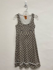 Tory Burch Size 2 Gray Tan/Cream Geometric Sleeveless Ladies Dress