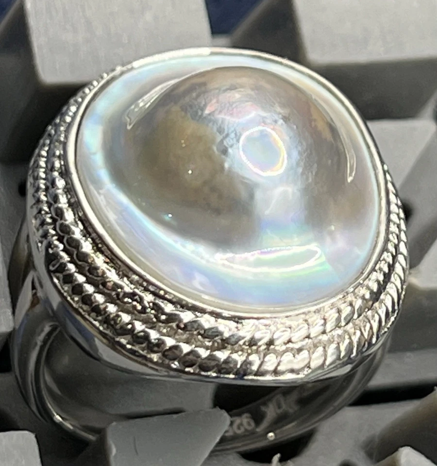 Anillo Mabe Blister PERLA Plata Esterlina Abulón MOP Shell 20mm TALLA 7 JTV Foto 2 de 4