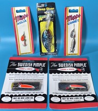 MISC Lot of 5 Fishing Lures MEPPS Swedish Pimples Crankbait French Spinner Jigs